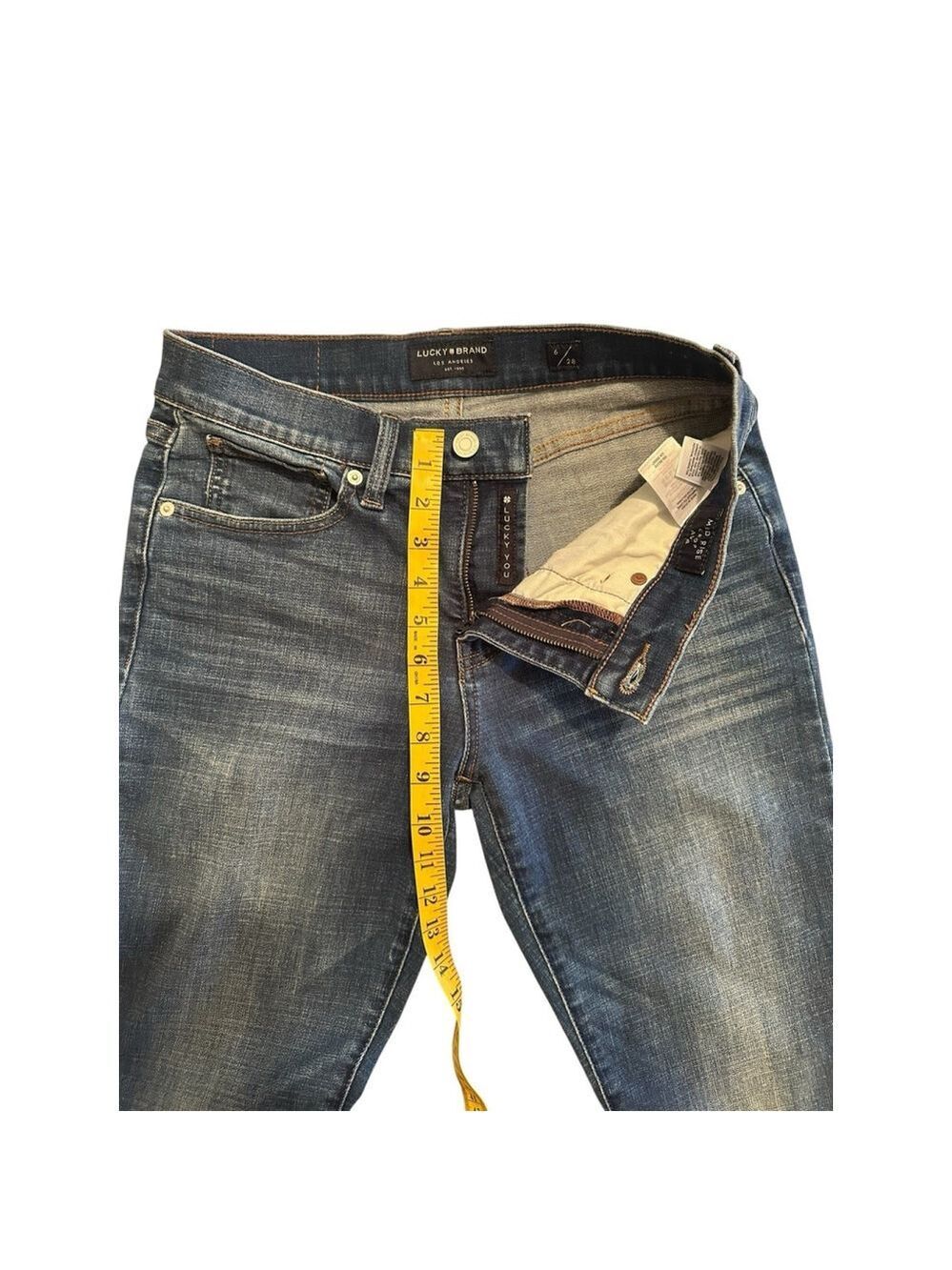 Lucky Brand Mid Rise Crop AVA Jeans Womens Size 6 / 28 Blue Denim Tapered Leg - Picture 6 of 16